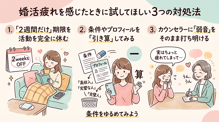 婚活疲れを感じたときに試してほしい3つの対処法